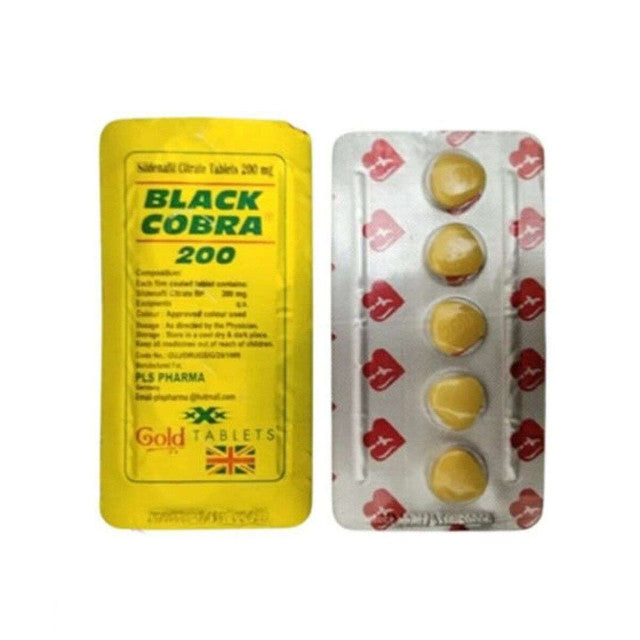 Black Cobra 200 Tablets – 200mg product packaging