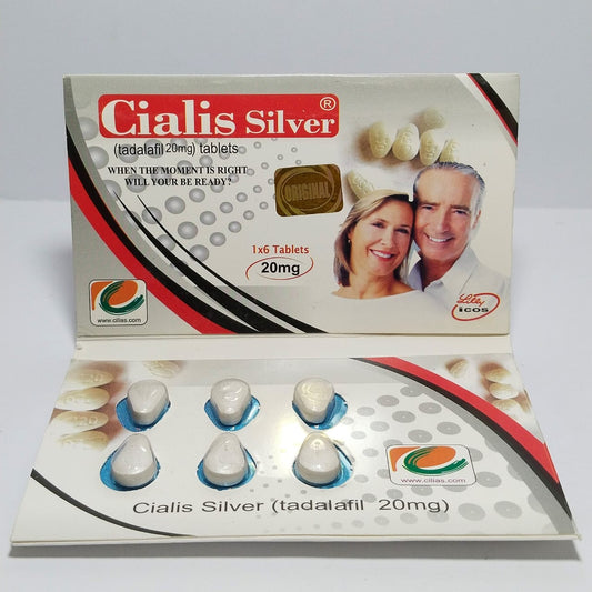 Cialis Silver 20mg Tablets (Tadalafil) – Pack of 6 Tablets