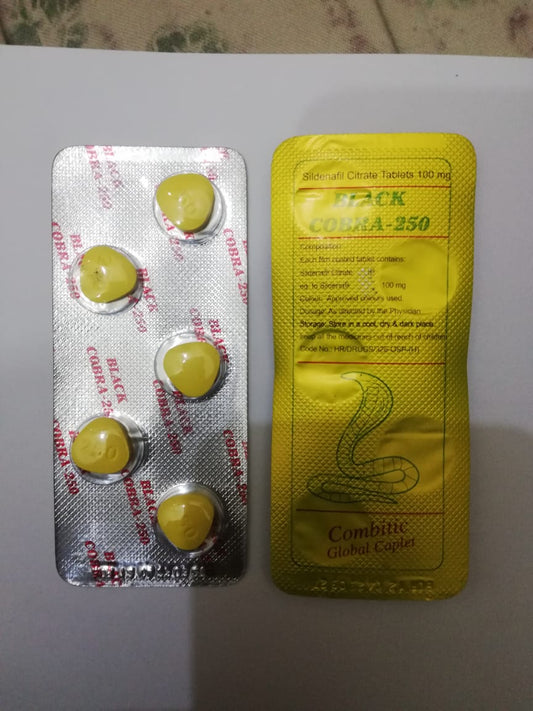 Black Cobra 250 Tablets – 250mg as labeled product packaging